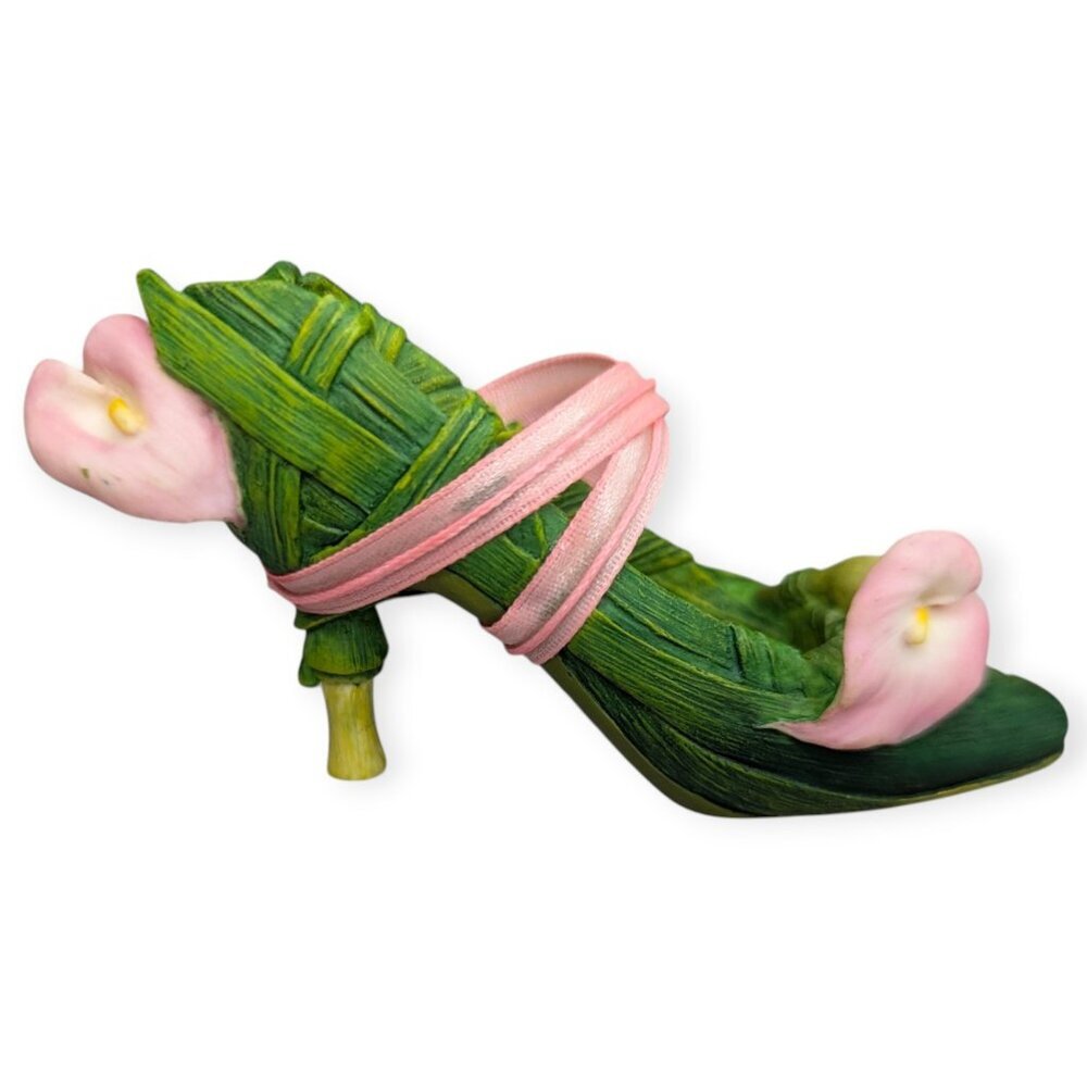 Vintage 1999 Just the Right Shoe by Raine Calla Lily Resin Green & Pink 25092